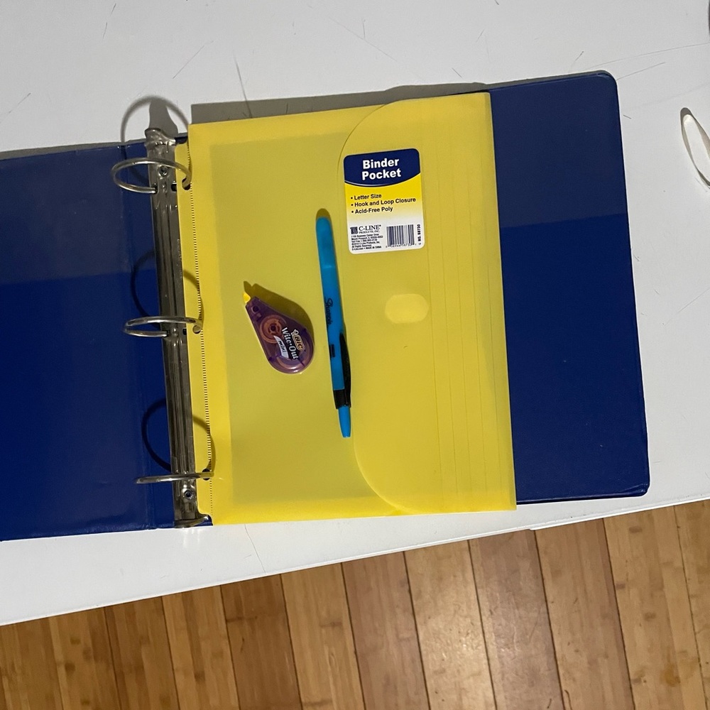 Binder marker white out school/ office supplies